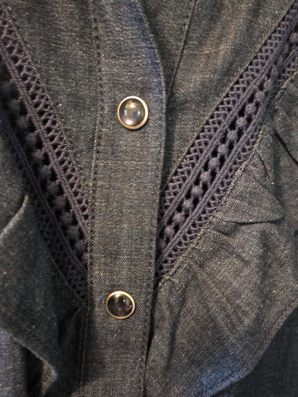 kate spade Dark Denim Button-Front Blouse - Picture 2 of 10